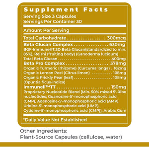 Premier Research Labs Nucleo Immune - Beta Glucan Supplements, Beta Glucans, Phytochemicals, Prickly Pear, Fiber, Immune Support - 90 Capsules