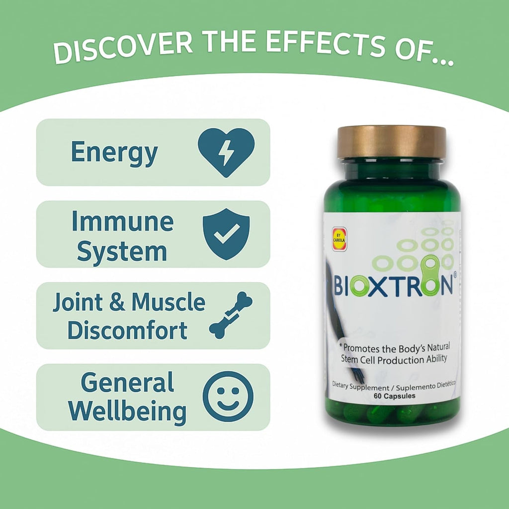 Bioxtron Natural Stem Cell Supplement Capsules - Cellular & Antioxidant Support Formula with Blue Green Algae, Spirulina, Immune & Energy Support - 60 Capsules