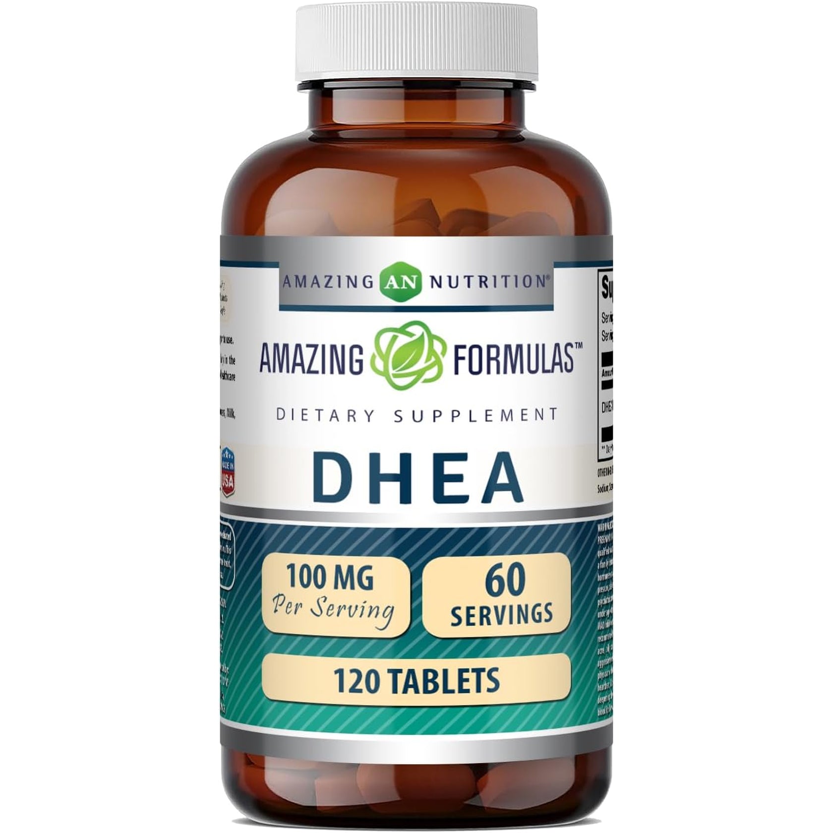 Amazing Formulas DHEA 100 Mg per Serving | 120 Tablets Supplement | (Dehydroepiandrosterone) | Non-Gmo | Gluten-Free | Made in USA