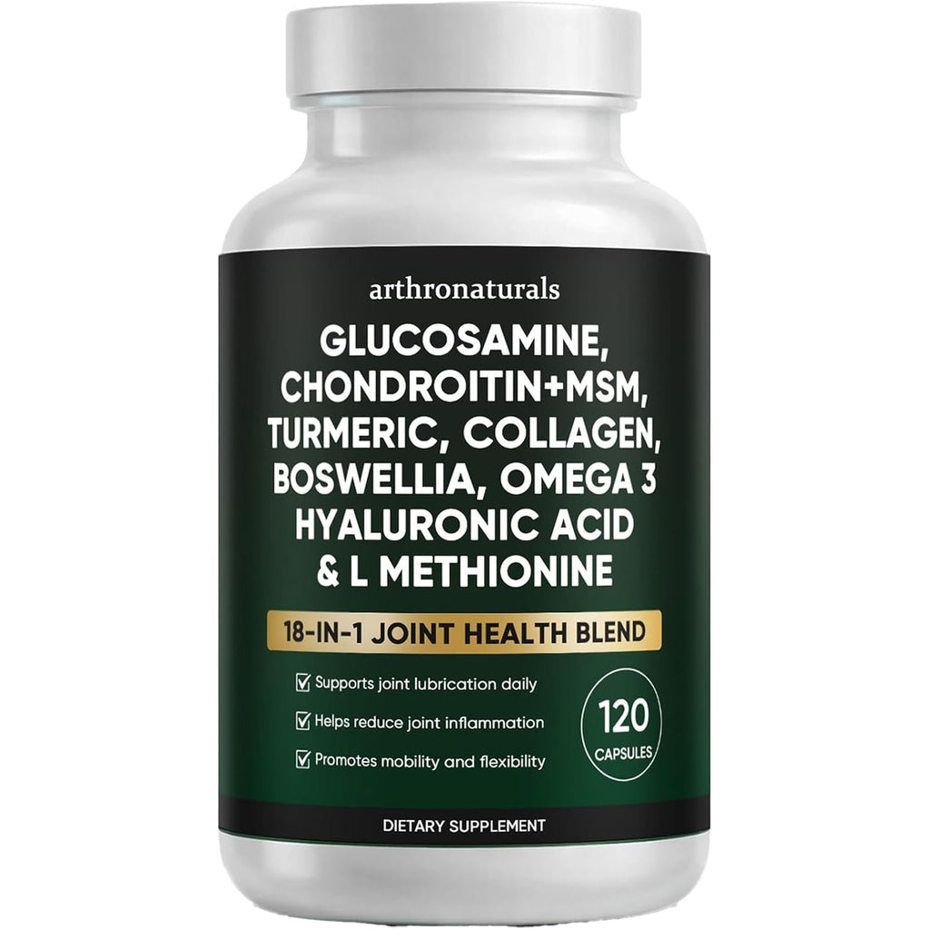 Arthronaturals 18 in 1, Joint Supplement with Glucosamine, Chondroitin, MSM, Hyaluronic Acid, Omega-3 and More, for Provides Joint Support, Improves Mobility & Long Term Health, Vegan - 60 CPS (1)
