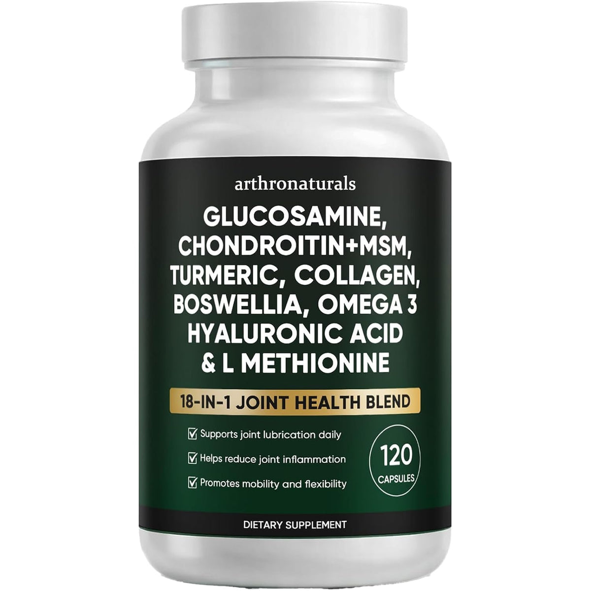 Arthronaturals 18 in 1, Joint Supplement with Glucosamine, Chondroitin, MSM, Hyaluronic Acid, Omega-3 and More, for Provides Joint Support, Improves Mobility & Long Term Health, Vegan - 60 CPS (1)