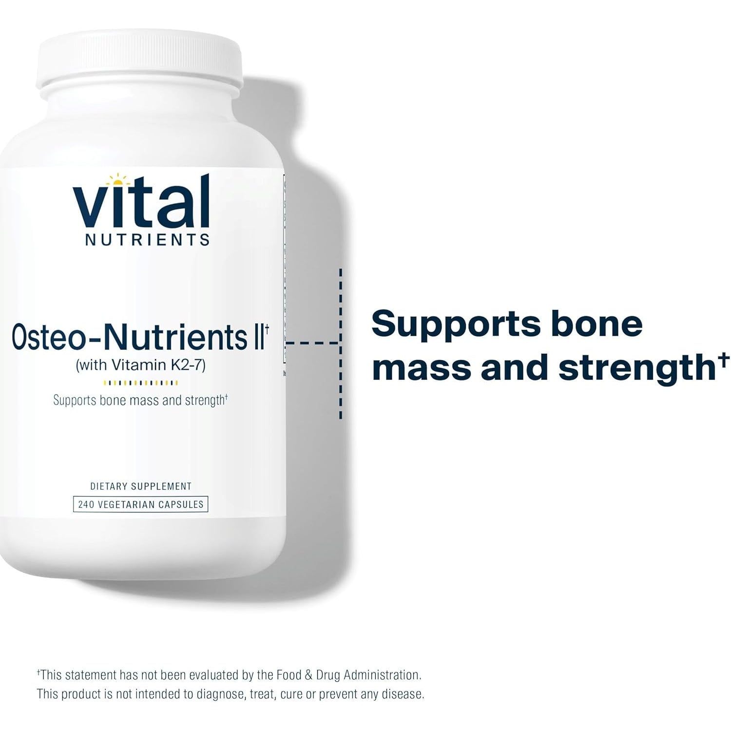 Vital Nutrients Osteo-Nutrients II - Vitamin K2 + D3, Calcium, Boron, and Magnesium for Bone Strength* - Healthy Heart Support - Vegetarian Supplement - Gluten, Dairy, Soy Free - 240 Capsules