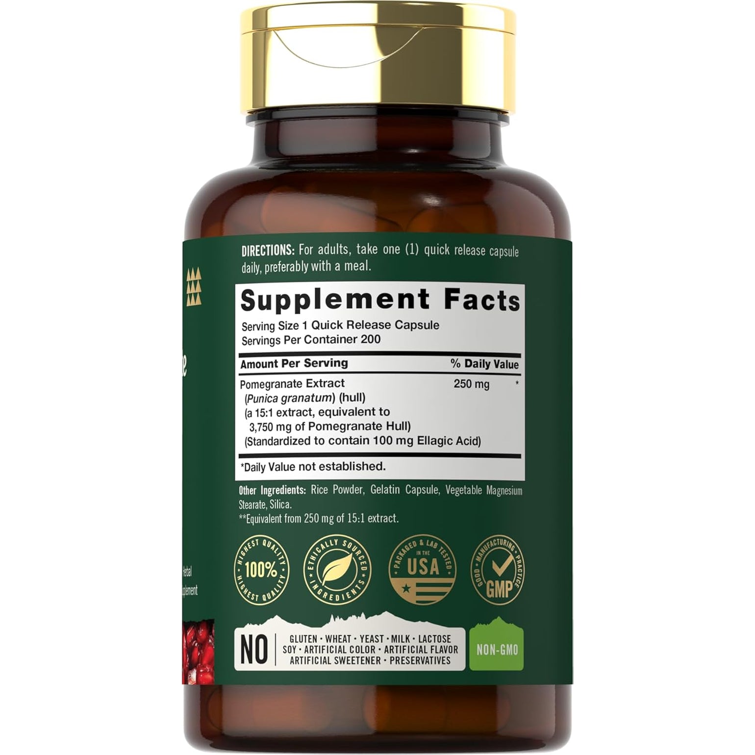 Tahoe Nutritionals Pomegranate Extract | 200 Capsules | Non-Gmo, Gluten Free Supplement