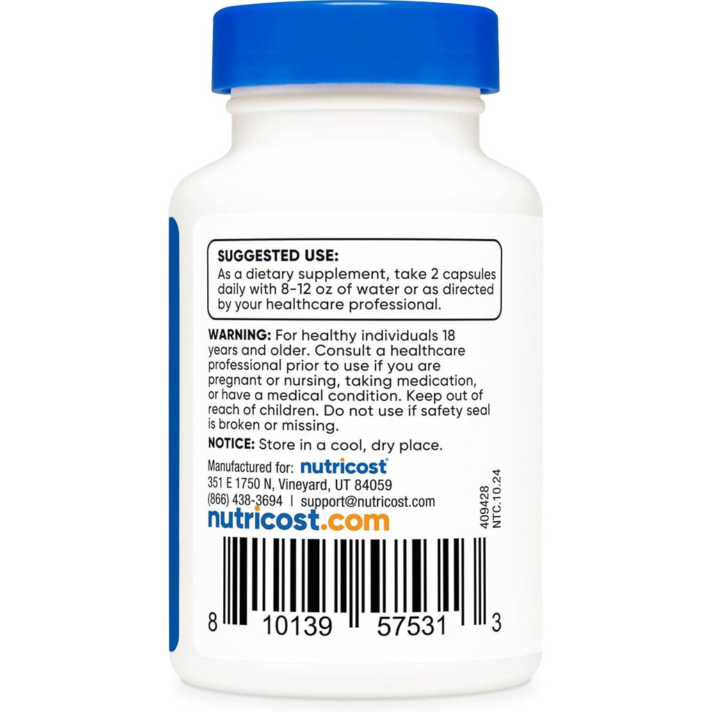 Nutricost Uridine Monophosphate (UMP) 60 Capsules, 600 Mg per Serving - Vegan, 30 Servings