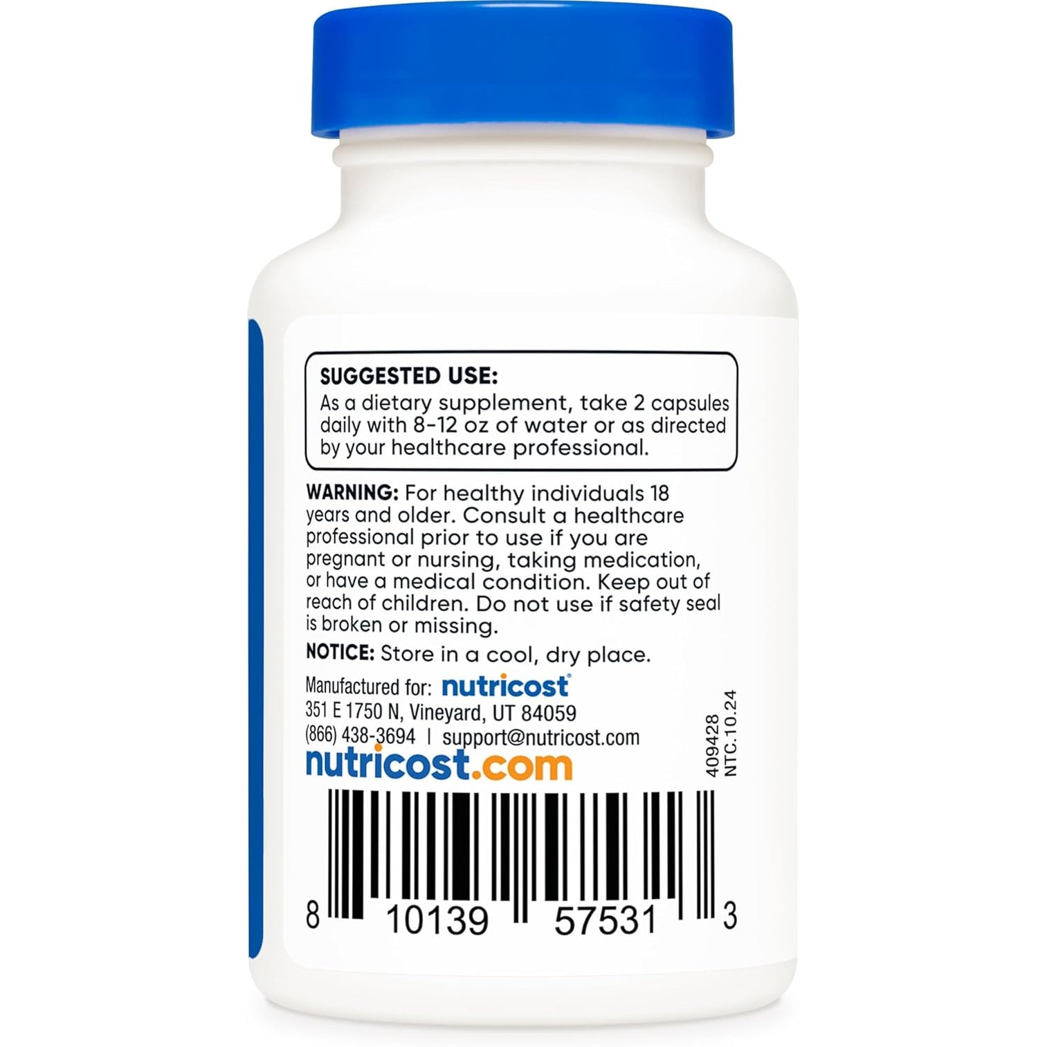 Nutricost Uridine Monophosphate (UMP) 60 Capsules, 600 Mg per Serving - Vegan, 30 Servings