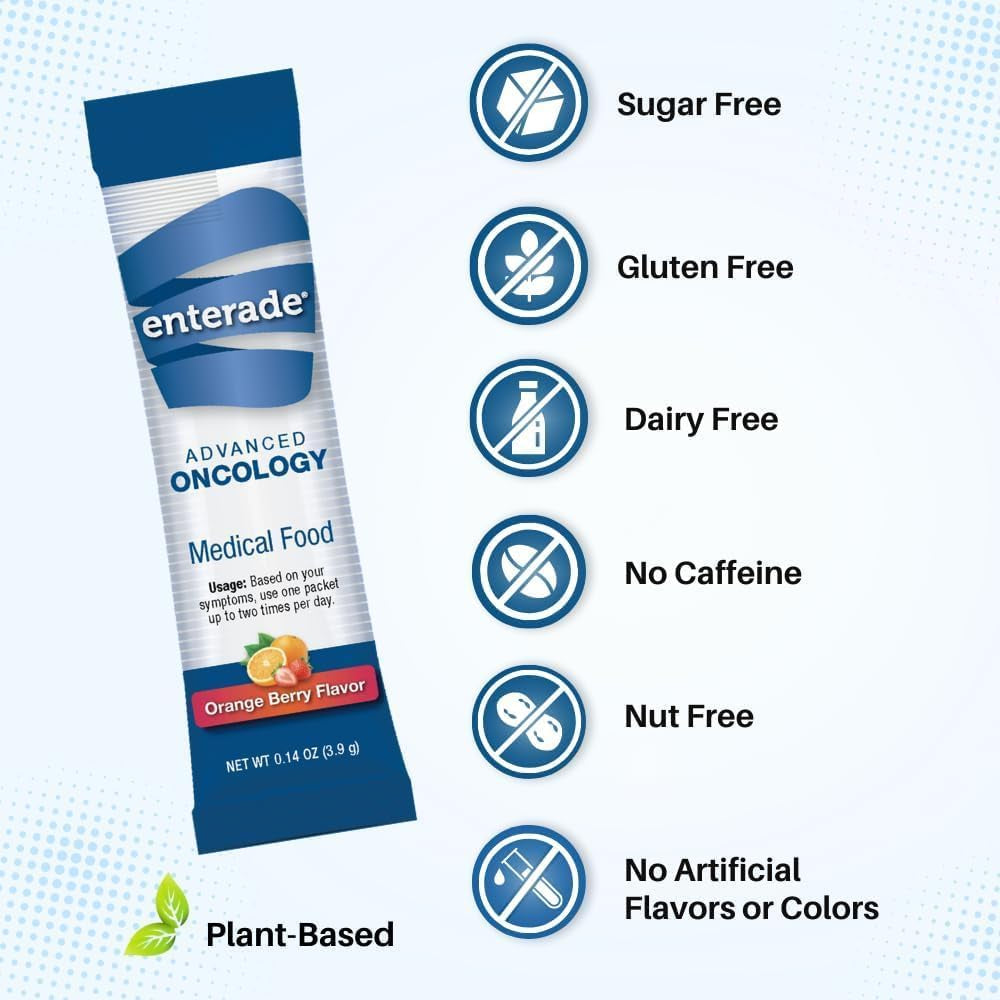 Enterade Advanced Oncology Powder Packets, Orange Berry (1 Box, 10 Packets) - Specially Formulated to Decrease GI Side Effects - 10 Single-Servings