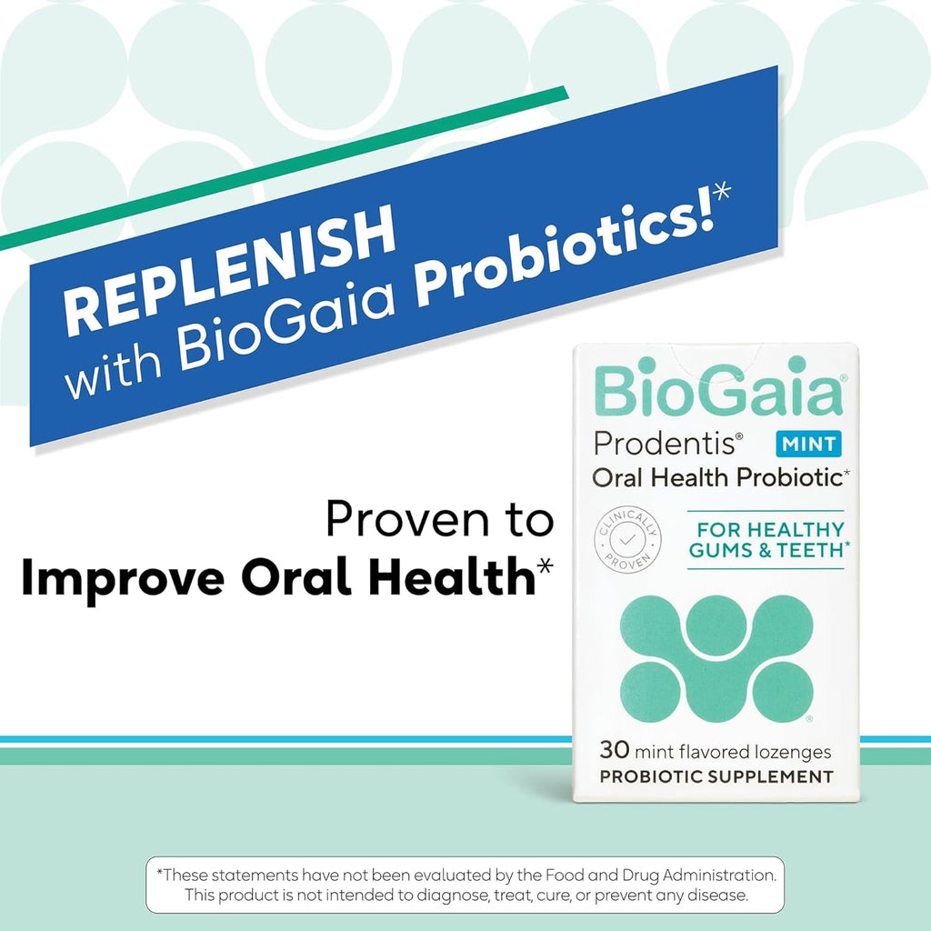 Biogaia Prodentis | Oral Probiotics | Promotes Healthy Gums & Teeth | Defends against Bad Breath & Dental Problems | Improves Oral Health | Mint Flavored | 30 Dental Probiotic Lozenges