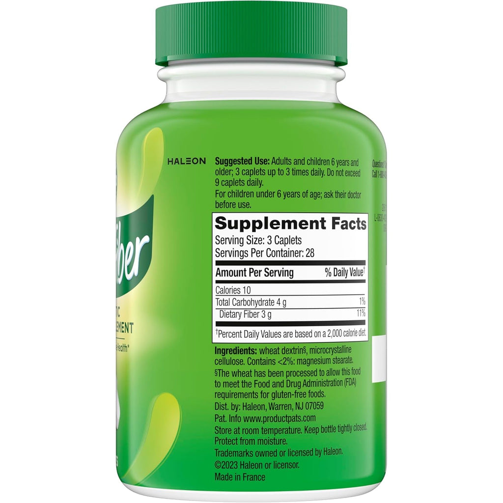 Benefiber Prebiotic GLP-1 Friendly Fiber Supplement Caplets, 84 Count