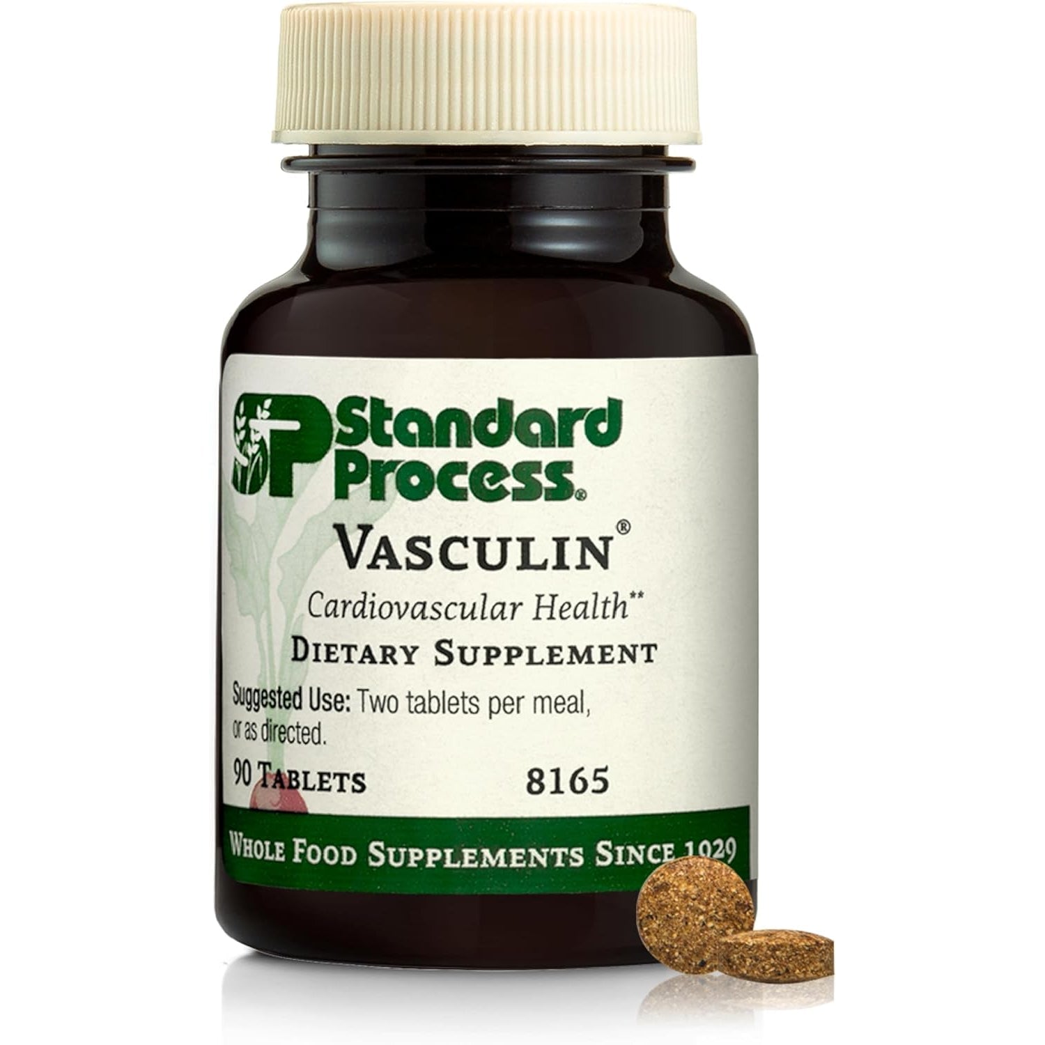 Standard Process Vasculin - Supplement for Cardiovascular & Healthy Heart Support - Supports Collagen Formation & Heart Health - Non-Dairy & Non-Soy - 90 Tablets (45 Servings)