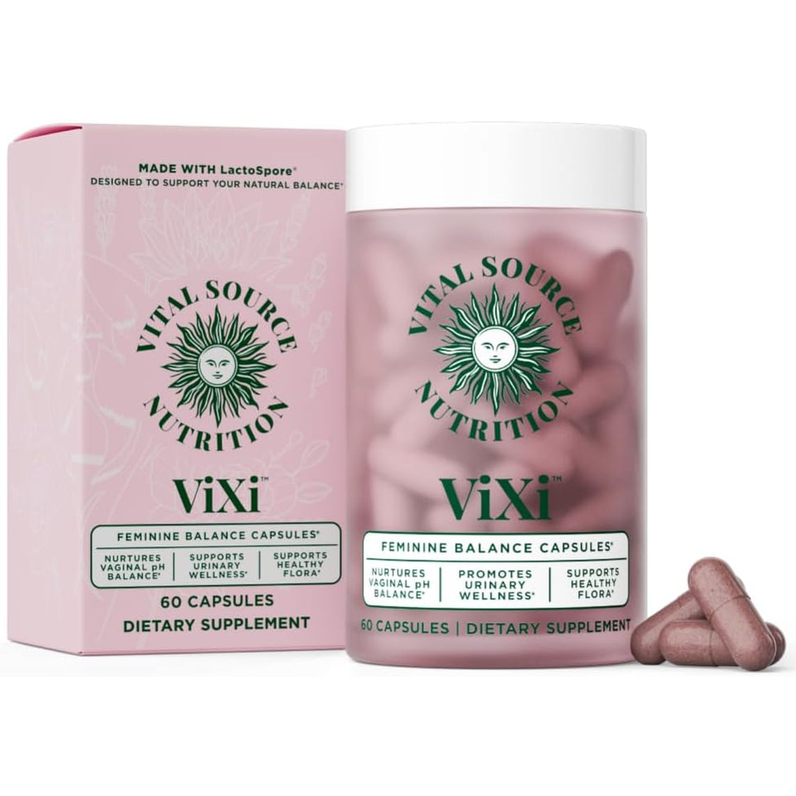 Vital Source Nutrition - Feminine Balance Capsules - Vaginal Wellness & Ph Support - with Lactospore, Cranberry + Pineapple Fruit Powder -Supports Urinary Wellness & Healthy Flora -30 Servings
