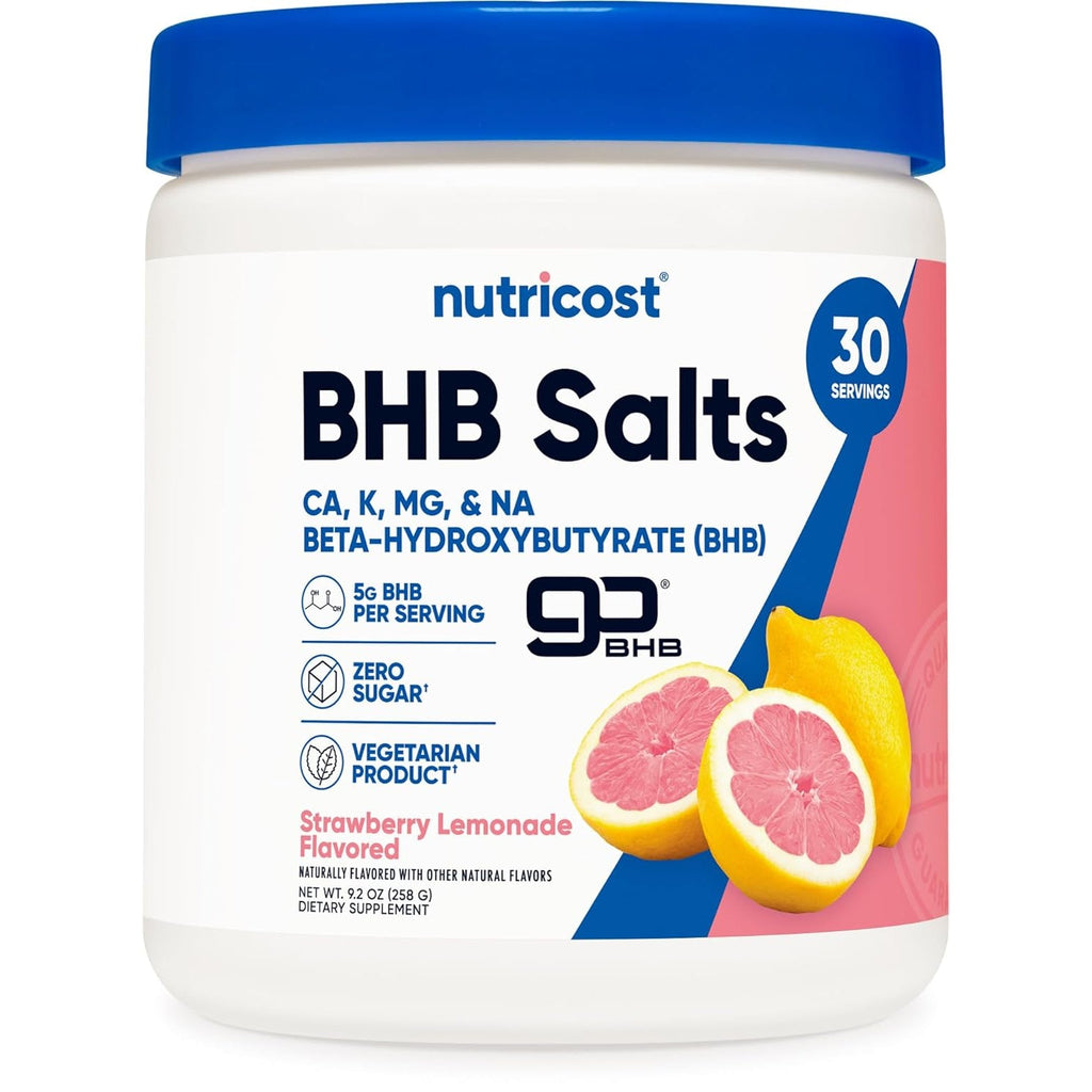 Nutricost BHB Salts Drink Mix (30 Servings, Strawberry Lemonade Flavored) (5G BHB per Serving) - 0G Total Sugars, Vegetarian Product