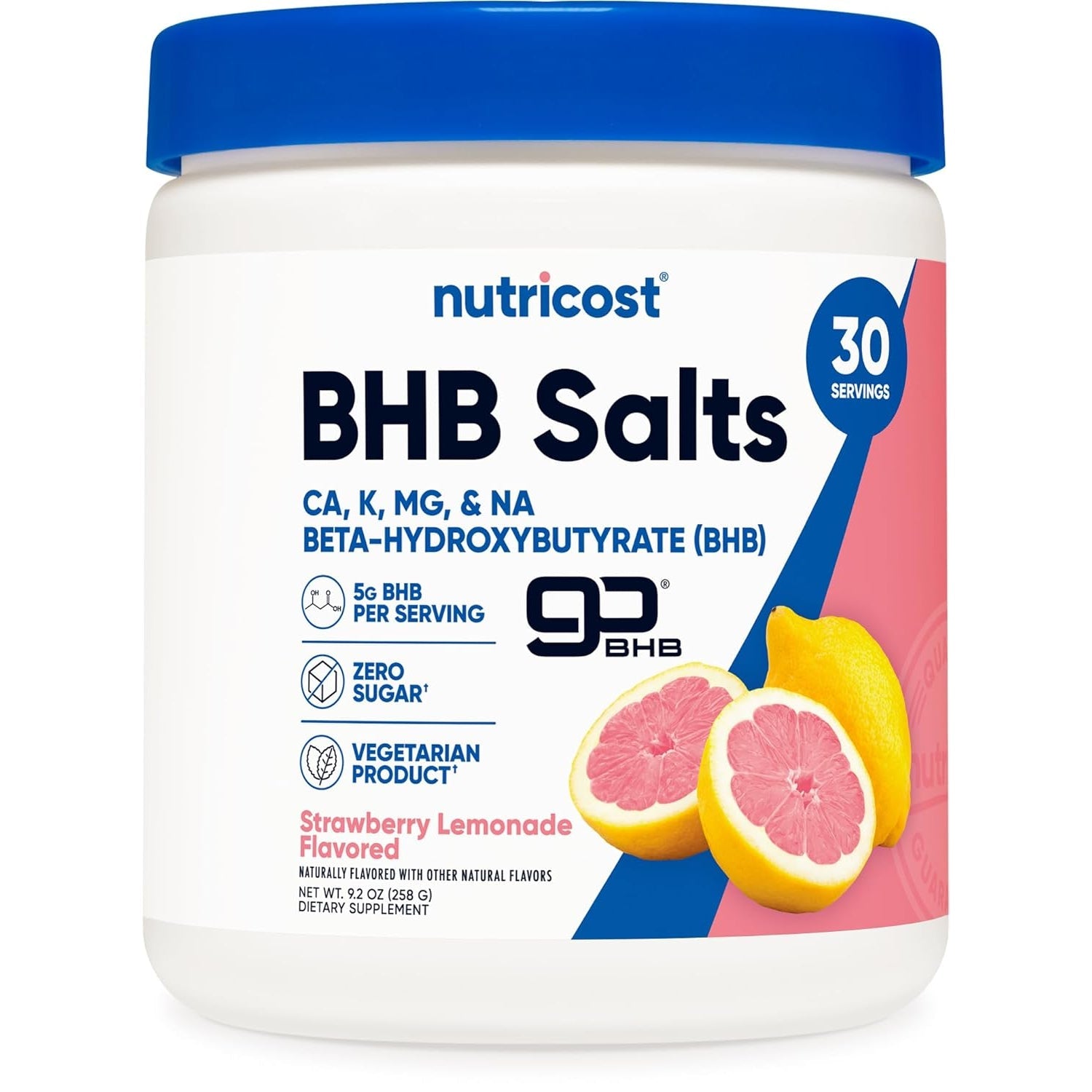 Nutricost BHB Salts Drink Mix (30 Servings, Strawberry Lemonade Flavored) (5G BHB per Serving) - 0G Total Sugars, Vegetarian Product