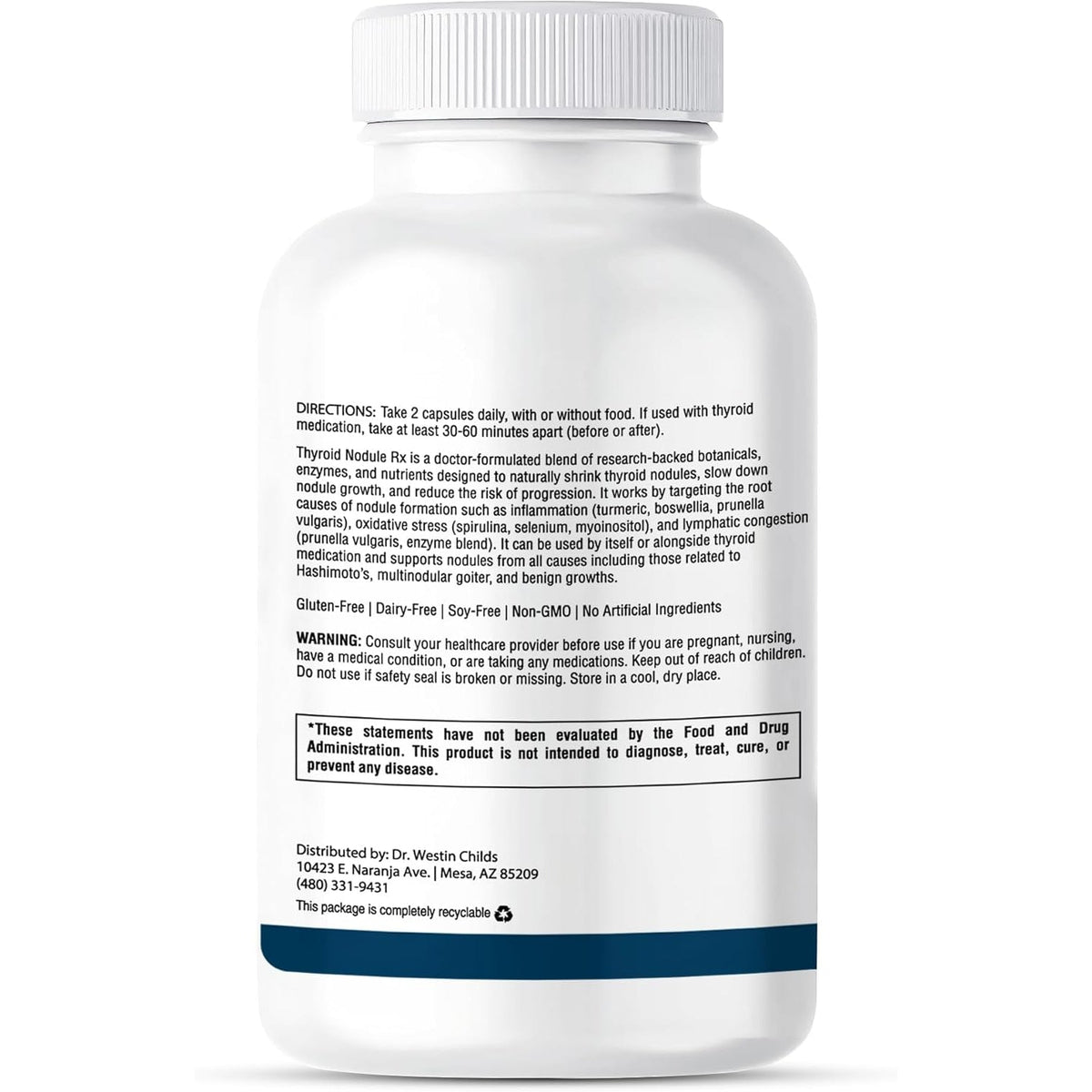 Dr. Westin Childs Thyroid Nodule Support Supplement for Gland Size, Health & Control in Women & Men: Boswellia, Turmeric, Myo-Inositol, Selenium, Prunella Vulgaris 120 Ct