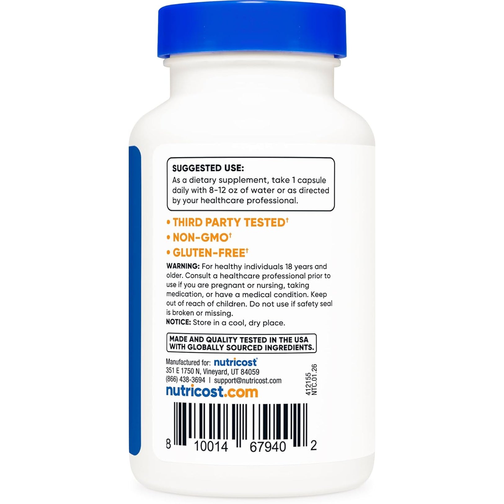 Nutricost Lactobacillus Acidophilus 10 Billion CFU, 120 Vegetarian Capsules