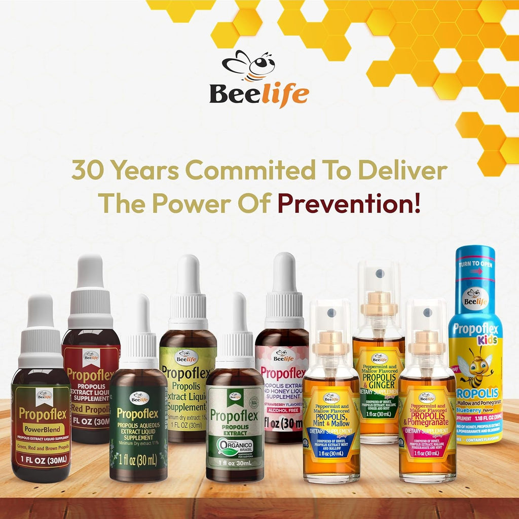 Beelife Propoflex Organic Green Propolis Extract - High Artepillin-C Levels, Antioxidant-Rich Supplement for Overall Wellness - Natural & Kosher-Friendly - Made in Brazil, 1 Fl. Oz.