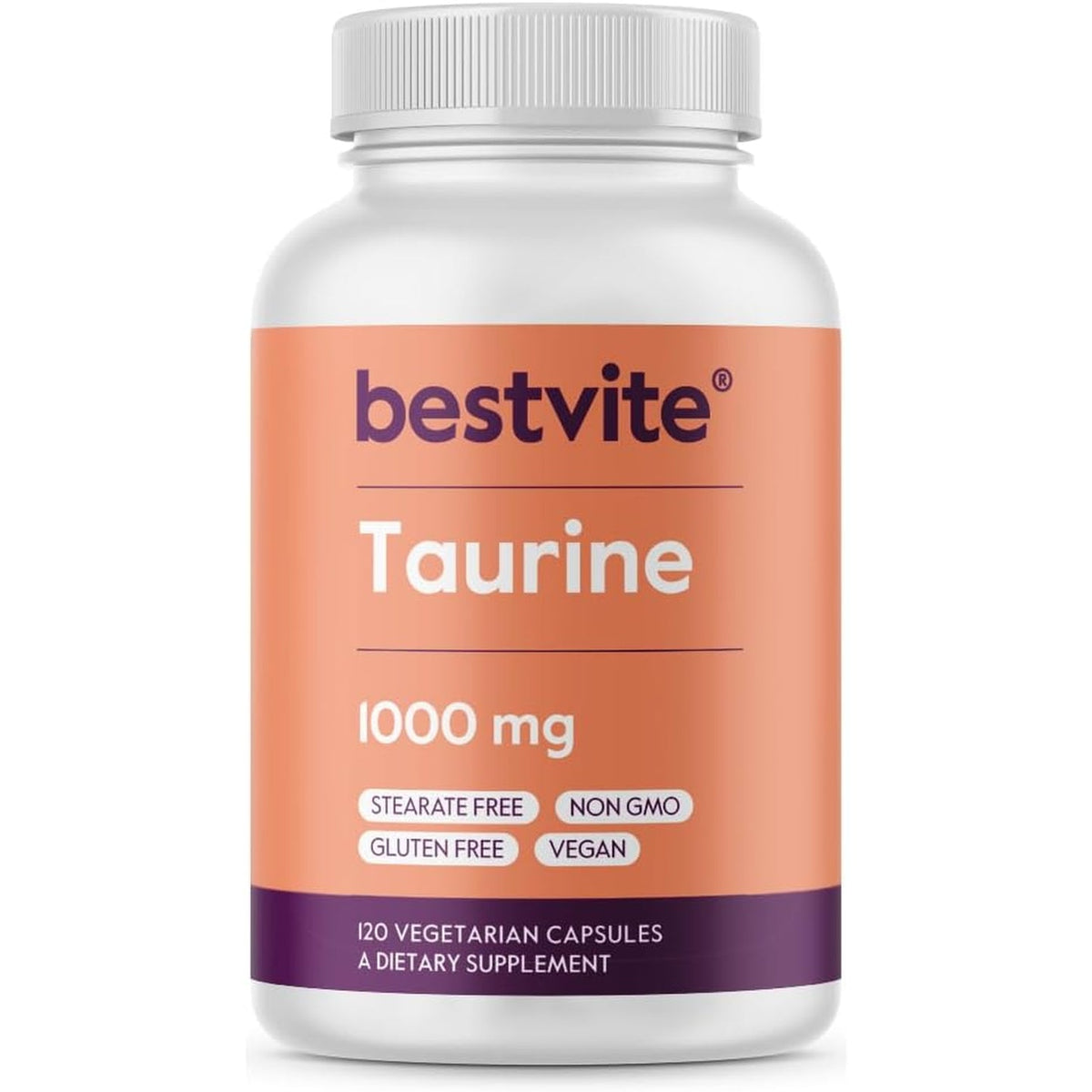 BESTVITE Taurine 1000Mg (120 Vegetarian Capsules) - No Stearates - No Fillers - No Flow Agents - Vegan - Non GMO - Gluten Free
