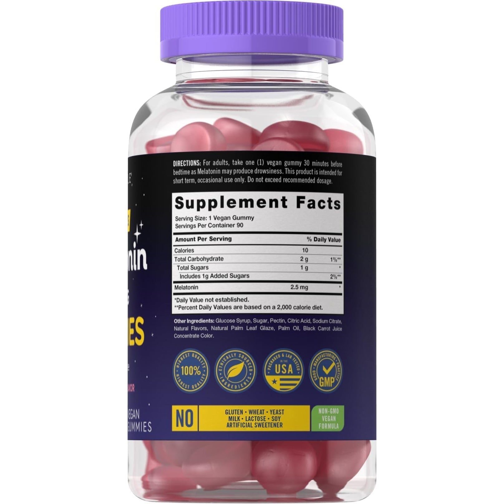 Carlyle Melatonin 2.5 Mg Gummies | 90 Count | Berry Flavor Gummy Supplement | Vegan, Non-Gmo, Gluten Free