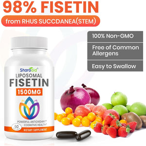1500Mg Fisetin Supplements - Powerful Absorption with Liposomal Delivery,98% Pure Fisetin,Polyphenol Antioxidant for Healthy Aging,Non-Gmo - 1 Bottles, 60 Softgels for Adults