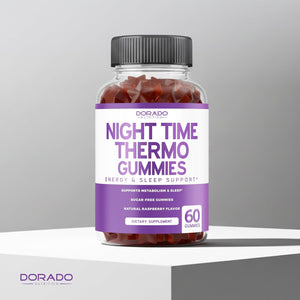 Night Time Fat Burner Gummies (60 Count) Weight Loss & Metabolism - Sugar-Free - Delicious Raspberry Flavored Melatonin Supplement Gummies - Vegan Safe - Third Party Tested - Made in USA