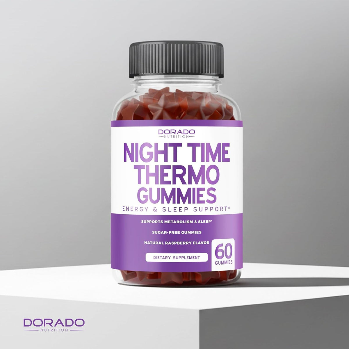 Night Time Fat Burner Gummies (60 Count) Weight Loss & Metabolism - Sugar-Free - Delicious Raspberry Flavored Melatonin Supplement Gummies - Vegan Safe - Third Party Tested - Made in USA