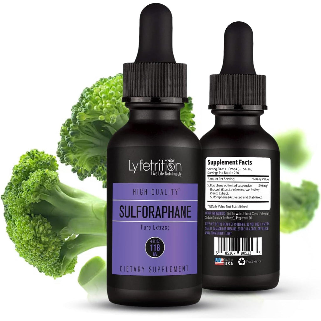 Lyfetrition Activated & Stabilized Sulforaphane 540Mg,4 Oz Liquid,220 Servings,Made in Usa,Quick Absorption,Quality Potent Ingredients,Third-Party Tested,Non-Gmo,Gmp Certified,Cruelty-Free Products