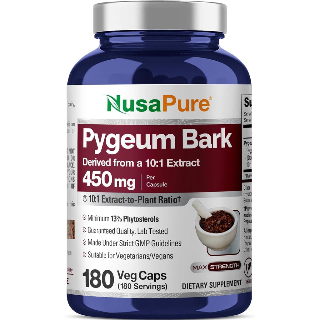 Nusapure Pygeum Bark Capsules, 450 Mg, 180 Veg Capsules (Non-Gmo, Vegan)