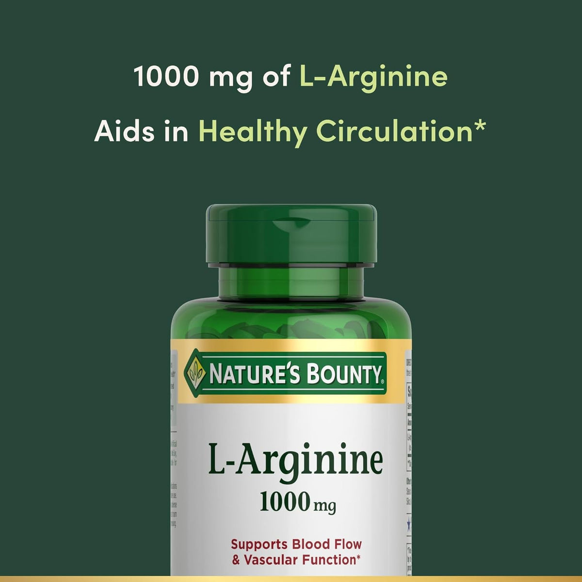 Nature’S Bounty L-Arginine 1000Mg for Supporting Blood Flow and Vascular Function – Non-Gmo, Gluten Free, 50 Tablets