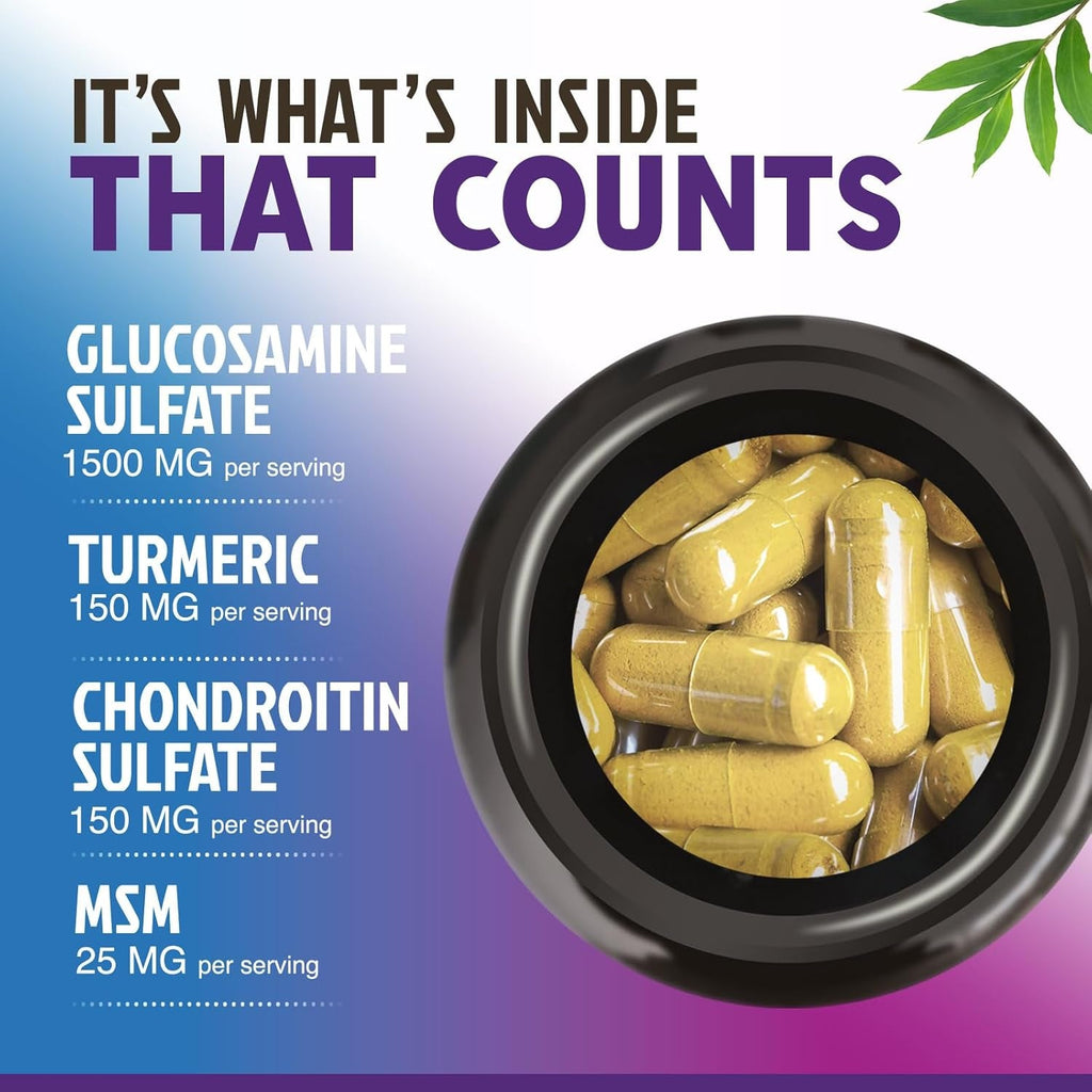 Glucosamine Chondroitin MSM Complex - 3X Strength Joint Support Supplement with Glucosamine Sulfate, Turmeric, Boswellia - for Cartilage, Mobility & Flexibility - Bottled in USA - 240 Capsules