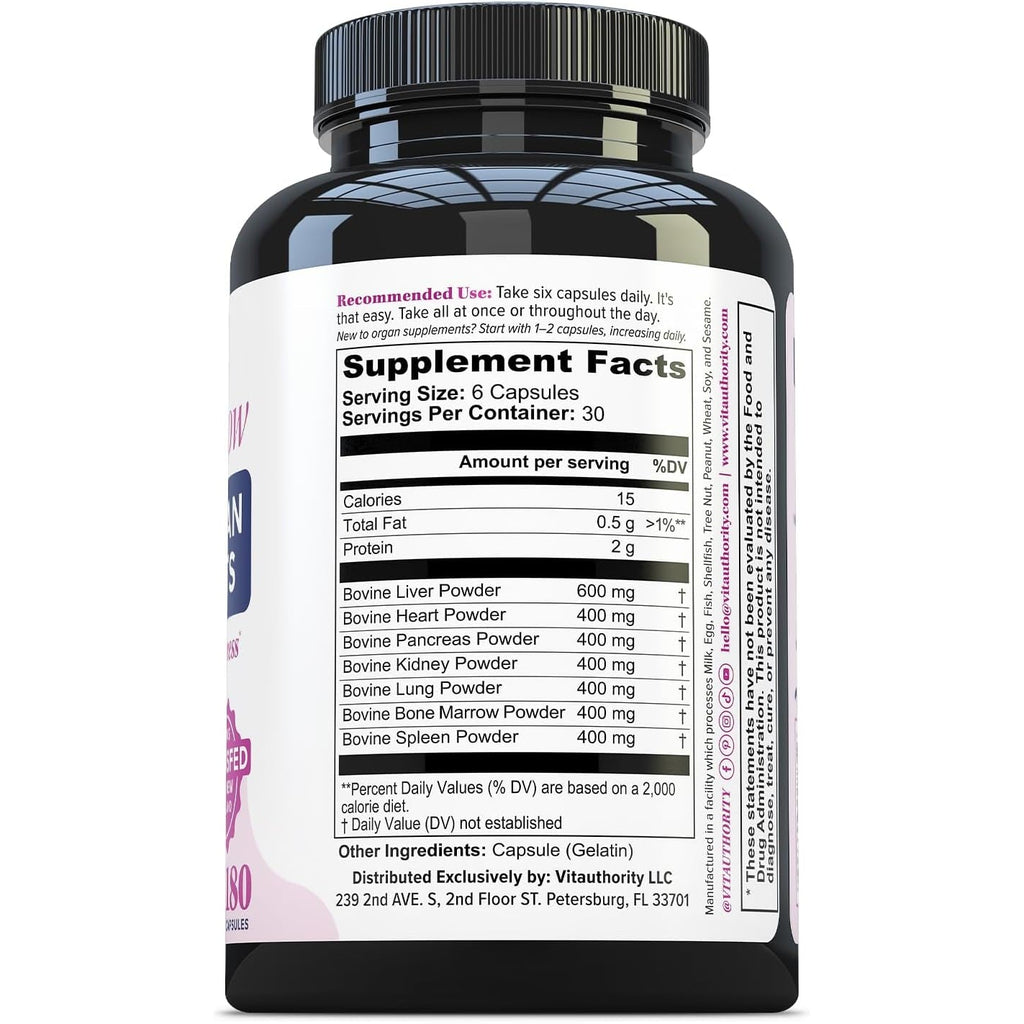 Beef Organ Supplement for Women | Grass-Fed, Pasture-Raised New Zealand Bovine | 7 Organ Extracts with Liver, Heart, Kidney, Bone Marrow & More Energy, Digestion & Skin Support Primal Glow 30 Servings