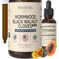 VINATURA Wormwood Black Walnut Cloves Liquid - Cleanse, Detox for Humans with Papaya Leaf and Pumpkin Seed, Intestinal Guard Formula Supplement - 2 Fl Oz
