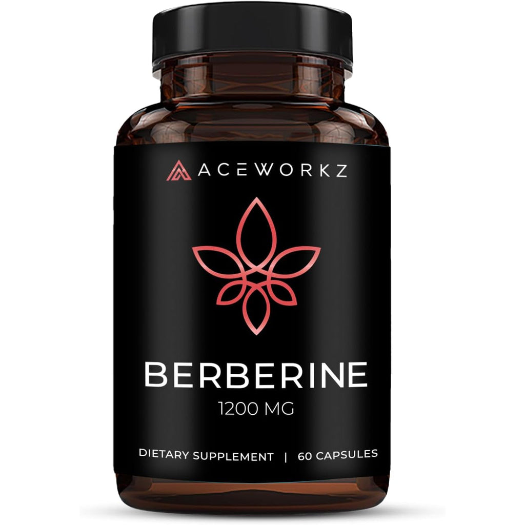 ACEWORKZ Organic Berberine HCL Supplement 1200Mg - Supports Healthy Blood Sugar Levels and Metabolism - Bioperine® Enhanced Absorption (60 Capsules)