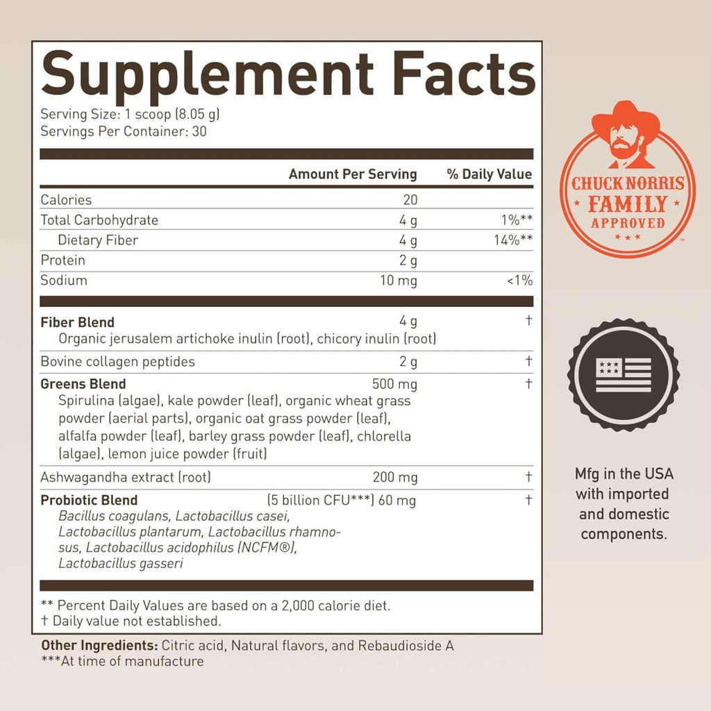 ROUNDHOUSE PROVISION Morning Kick, Greens Superfood Powder Supplement with Ashwagandha, Collagen & Probiotics - Sugar Free, Caffeine Free (3 Pack, Strawberry Lemonade Flavor) by Chuck Norris