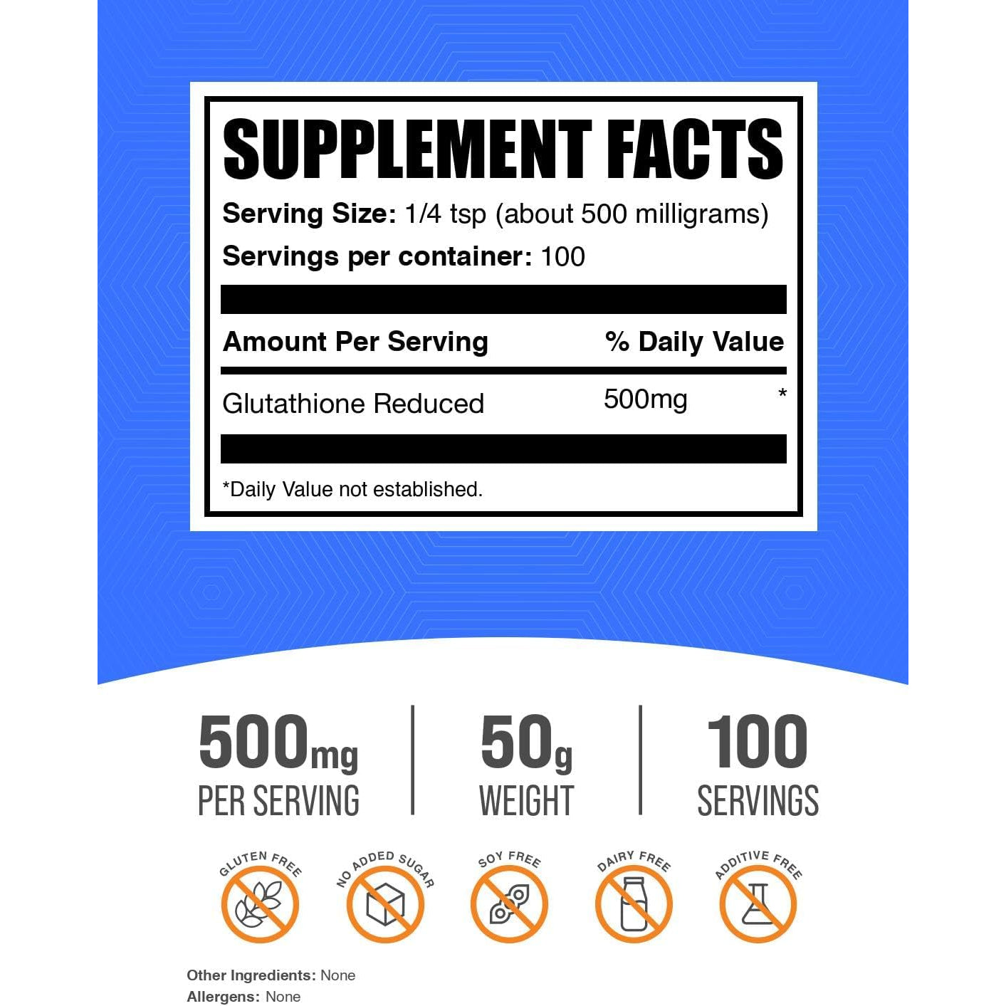Bulksupplements.Com Glutathione Reduced Powder - Glutathione Supplement, Reduced Glutathione Powder - Glutathione 500Mg, Gluten Free, 500Mg per Serving, 50G (1.8 Oz) (Pack of 1)