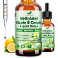 Methylated B Complex Liquid Drop Complete 9-In-1 Methyl B Vitamins W. B12 Methylfolate Inositol Choline TMG Vitamin C E, Super B-Complex Methylated for MTHFR Support, Energy Mood Nerve & Brain Health1