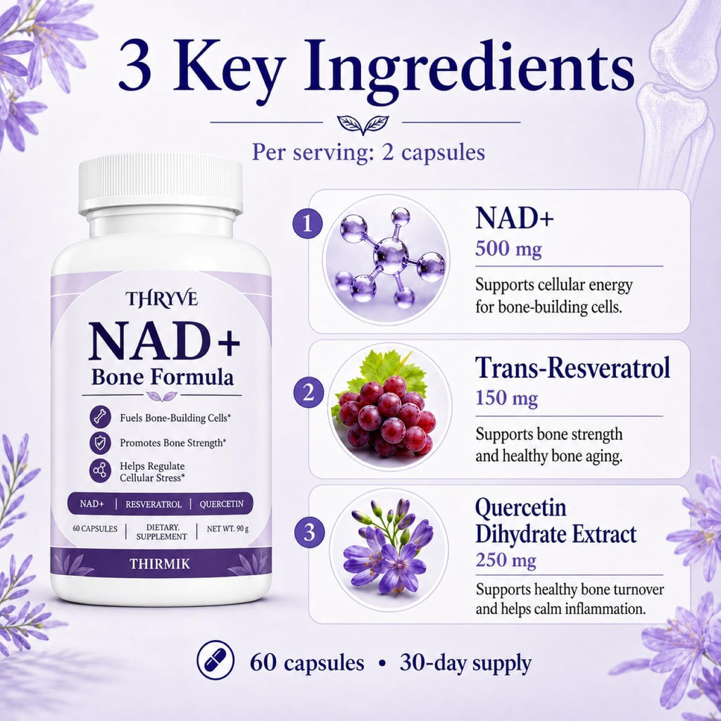 Thirmik Thryve NAD+ Bone Formula, for Women, Vegan, Non-Gmo (60 Capsules)