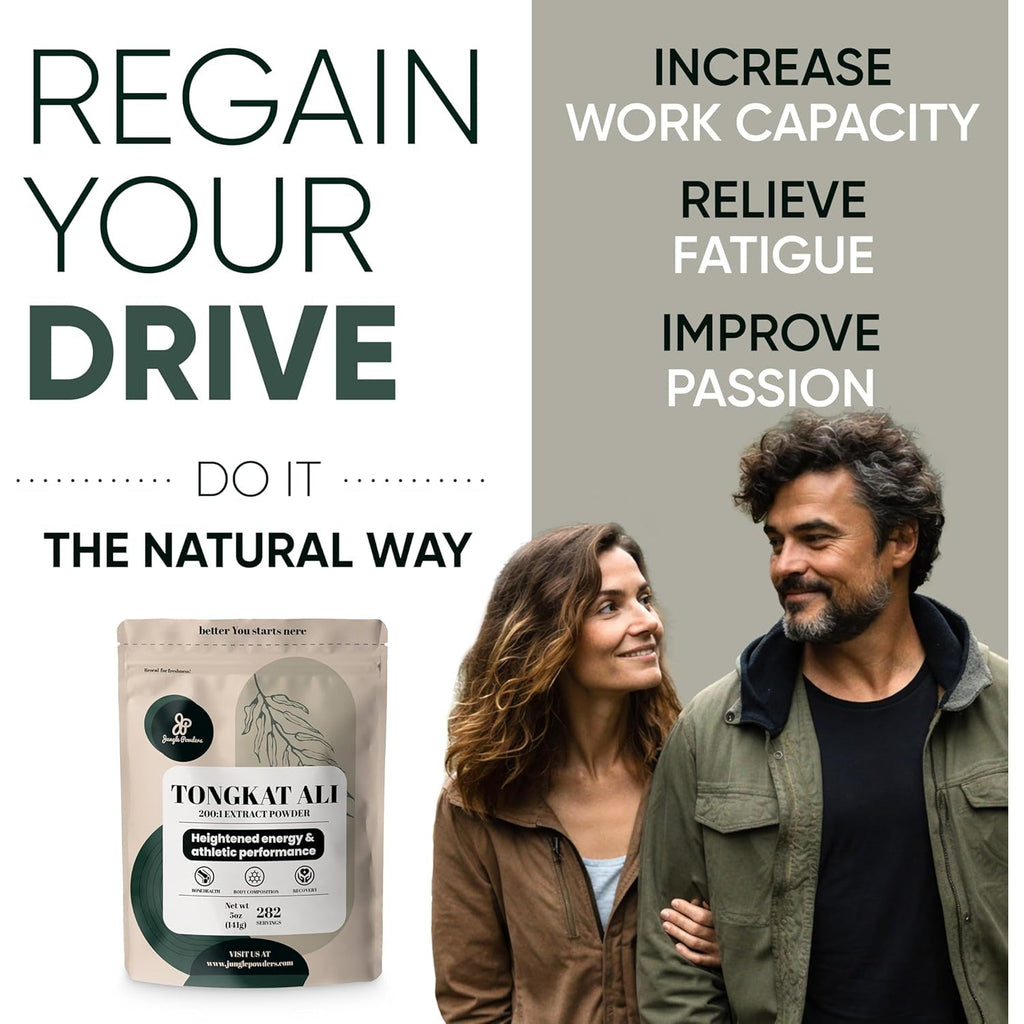 Jungle Powders Tongkat Ali for Men Powder 200:1 Extract 282 Servings 5 Ounce Bag Eurycoma Longifolia Powder Supplement Tonkat-Ali Pure Longjack Root Traditional Mens Health Support for Drive Passion