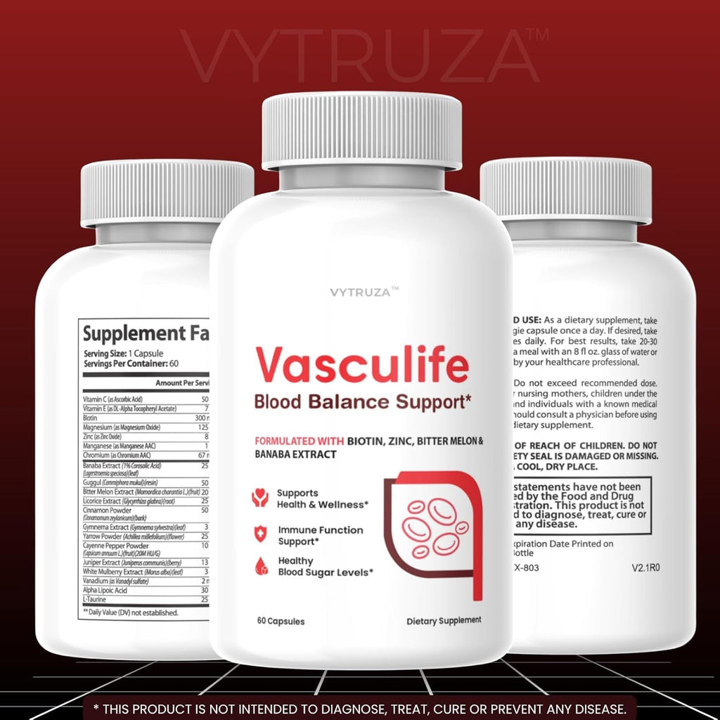 Vasculife Blood Balance Support* - Vasculife Capsules Advanced Formula Blood Health Support Supplement Supports Blood Flow and Blood Circulation*, 60 Capsules