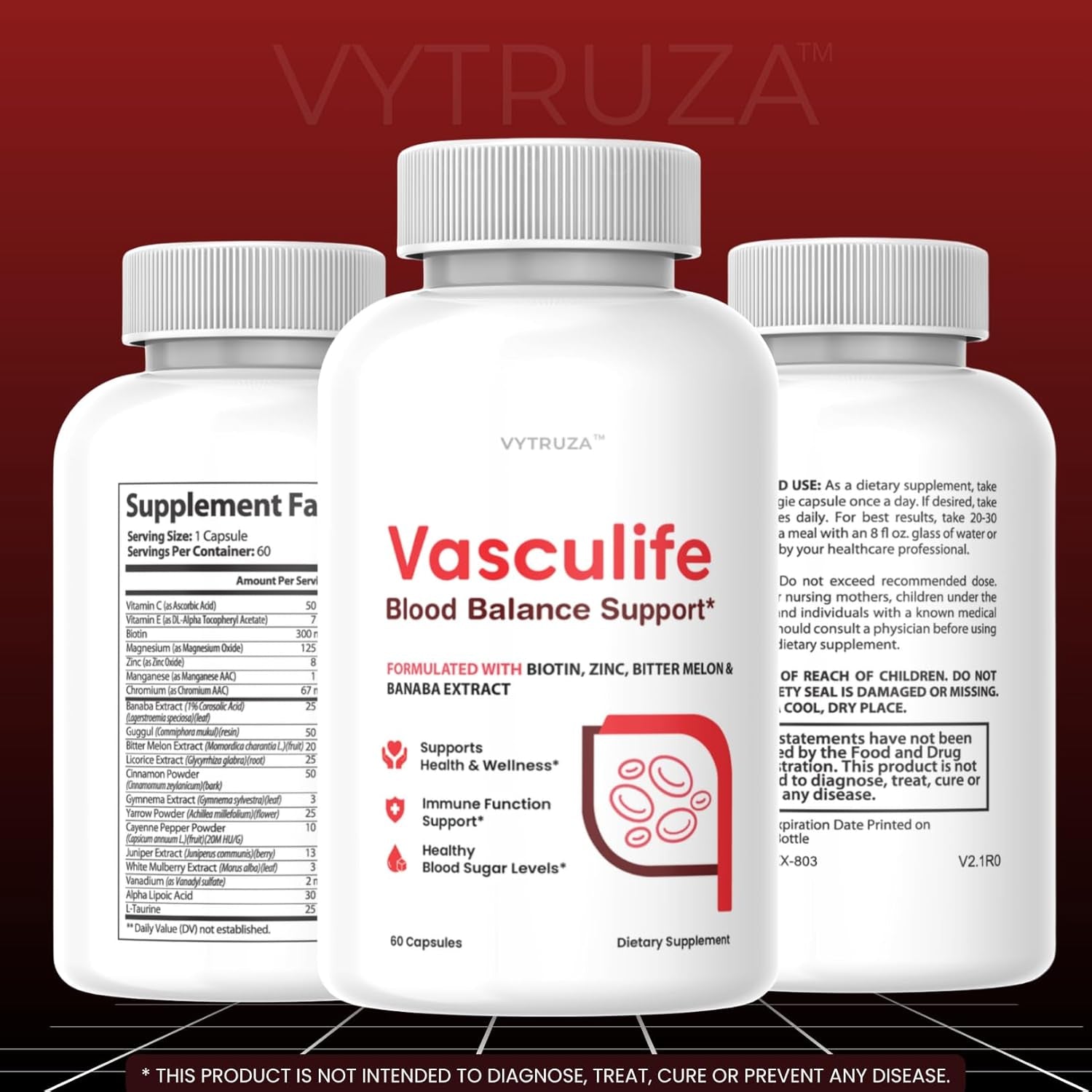 Vasculife Blood Balance Support* - Vasculife Capsules Advanced Formula Blood Health Support Supplement Supports Blood Flow and Blood Circulation*, 60 Capsules