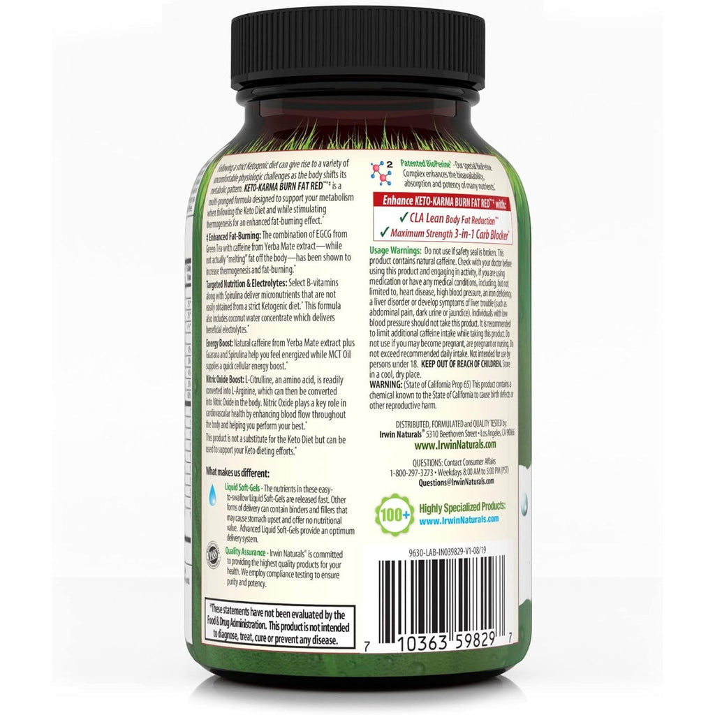 Irwin Naturals Keto-Karma Burn Fat Red 72 Sgels