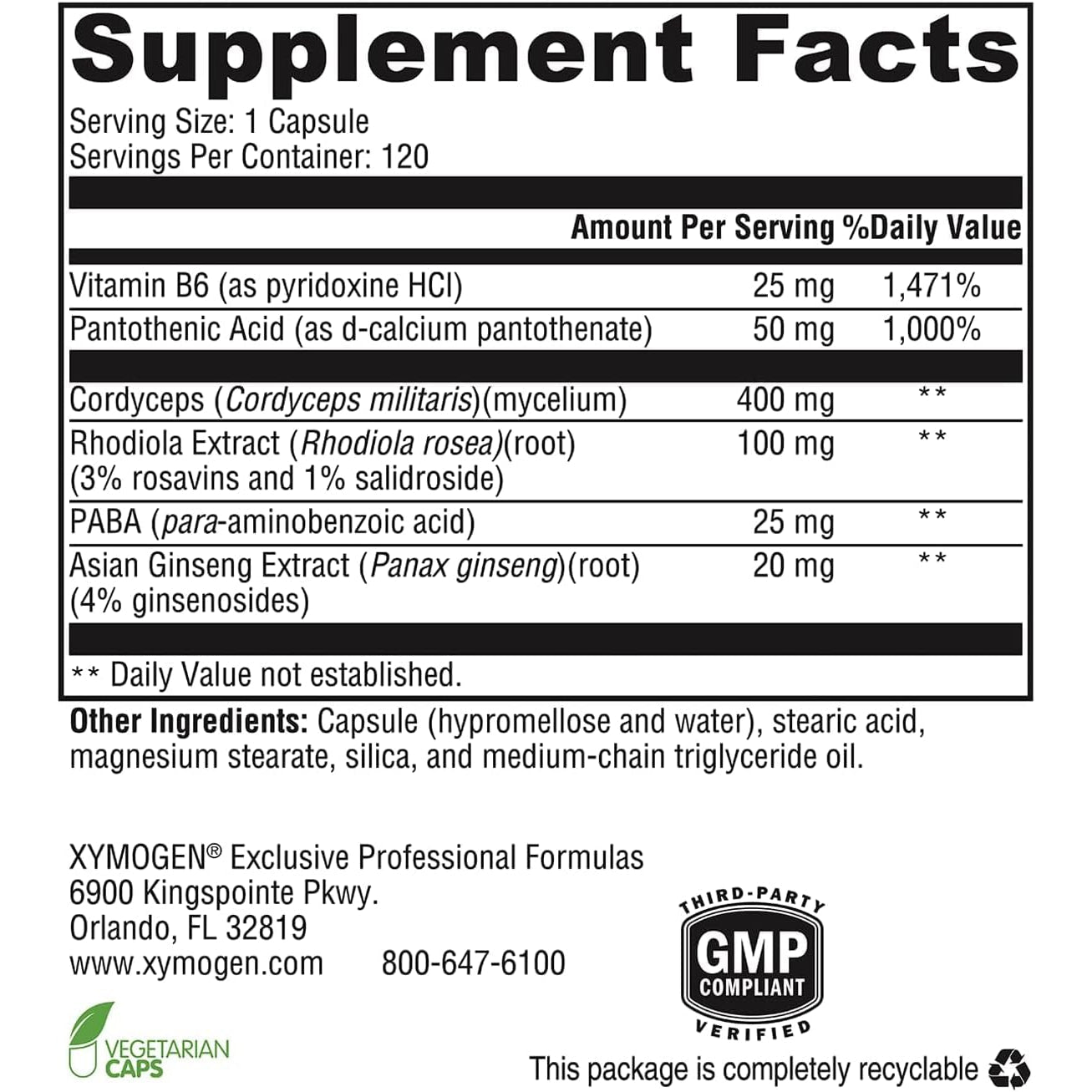 XYMOGEN Adrenal Essence - Adrenal Support Supplement for Healthy Energy Levels & Immune Function* - Non-Gmo, Gluten-Free, Dairy Free - 120 Capsules