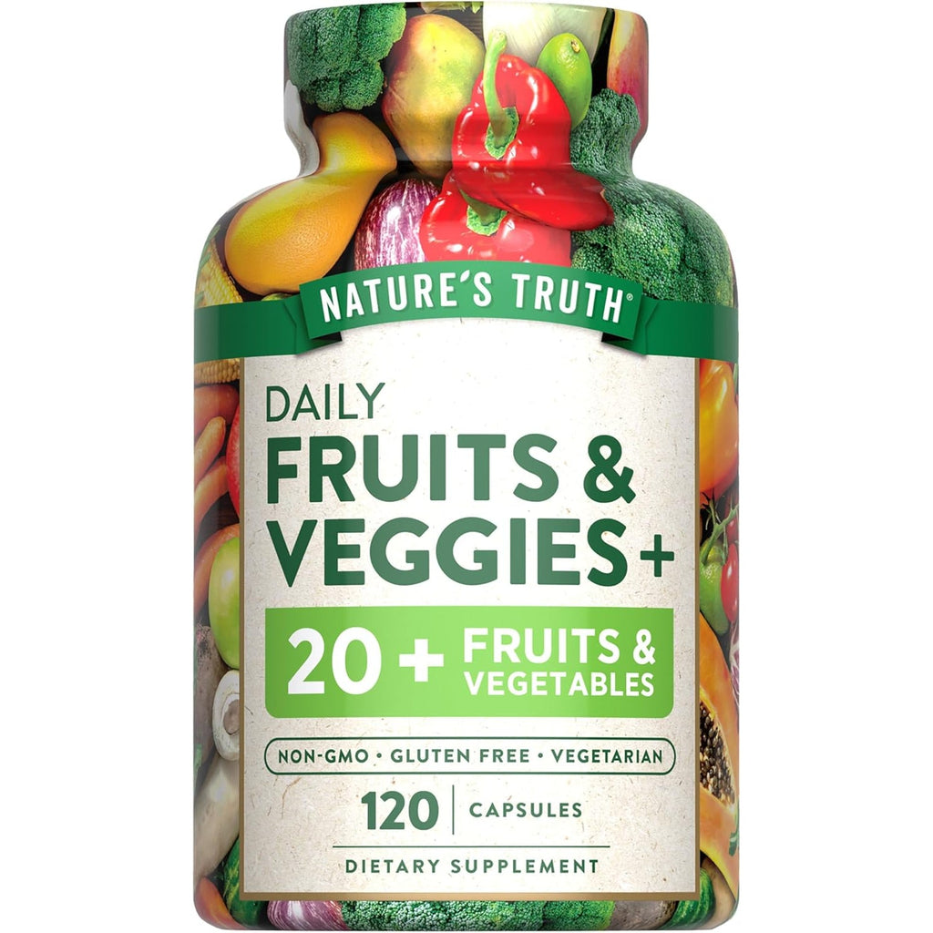 Nature'S Truth Fruit and Veggies Supplement | 120 Vegetarian Capsules | 20+ Fruits & Vegetables | Vegetarian, Non-Gmo, and Gluten Free Supplement
