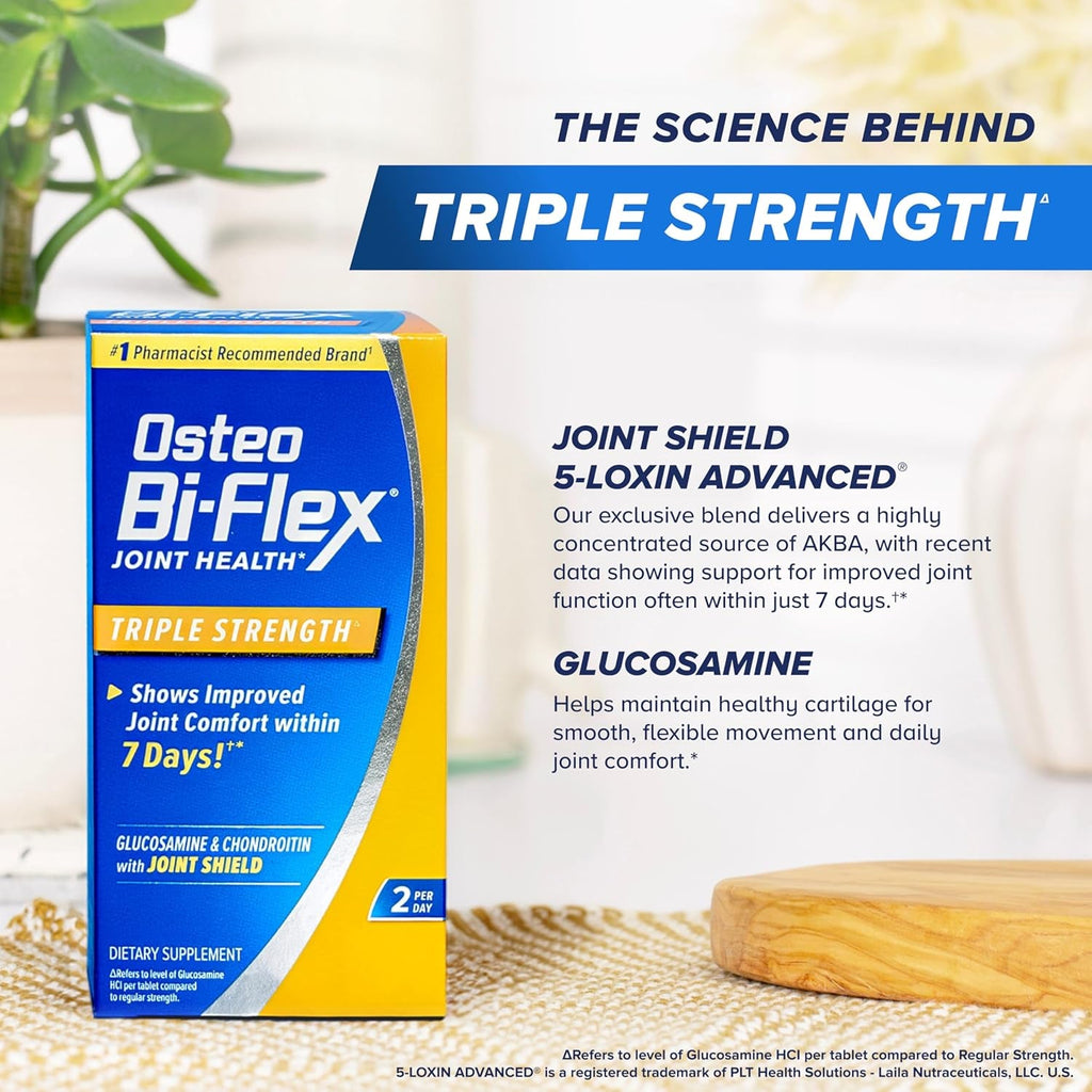 Osteo Bi-Flex Triple Strength Glucosamine Chondroitin Supplement, Improve Joint Function, Strength, Flexibility, Mobility 40 Coated Tablets