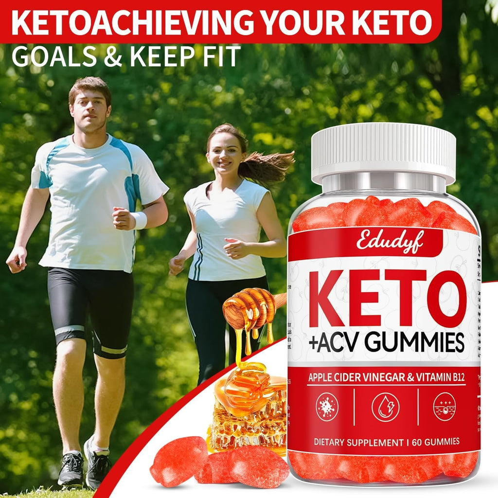 Keto ACV Gummies - 60 Count Gluten-Free, Gelatin-Free Apple Cider Vinegar Gummies with B12 for Keto Support, Vegetarian, Unique Flavor, Convenient Bottled Supplement for Men & Women