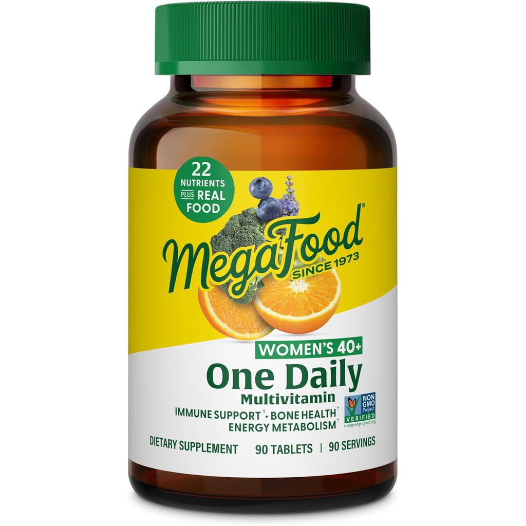 Megafood, Women over 40 One Daily, Daily Multivitamin and Mineral Dietary Supplement with Vitamins C, D, Folate, Biotin and Iron, Non-Gmo, Vegetarian, 90 Tablets (90 Servings)