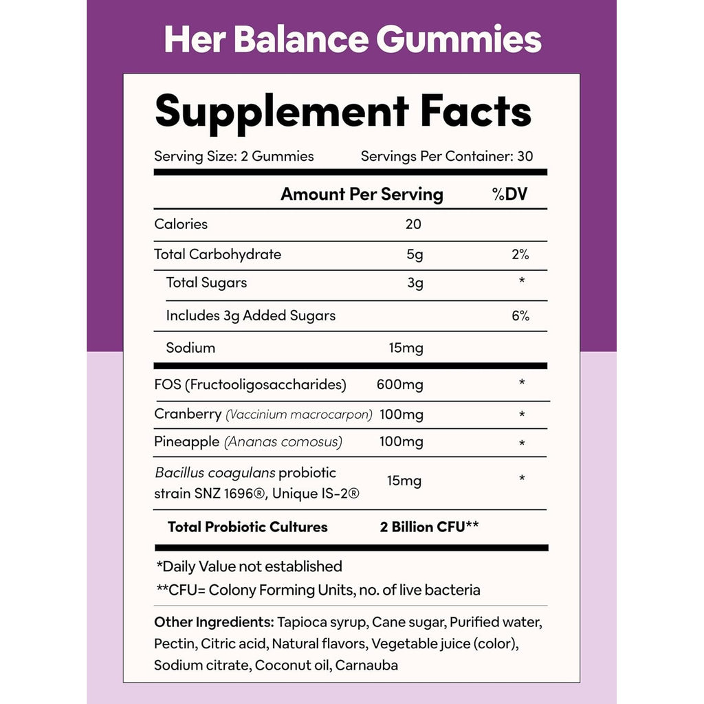 Black Girl Vitamins Her Balance Vaginal Probiotic Gummies – Ph Balance & Odor Support, Feminine Health + Urinary Tract Support, 2B CFU Lactobacillus, Vegan, Gluten-Free, Halal (30-Day Supply)