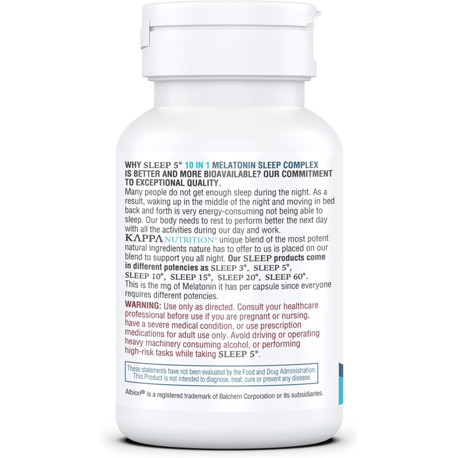 KAPPA NUTRITION Sleep 5, Sleep Aid, 5Mg of Melatonin, 60-Day Supply, Non-Habit Forming Vegan Capsules Natural Ingredients for Easier Bedtime, Herbal Supplement, Valerian Root, Chamomile Non-Gmo