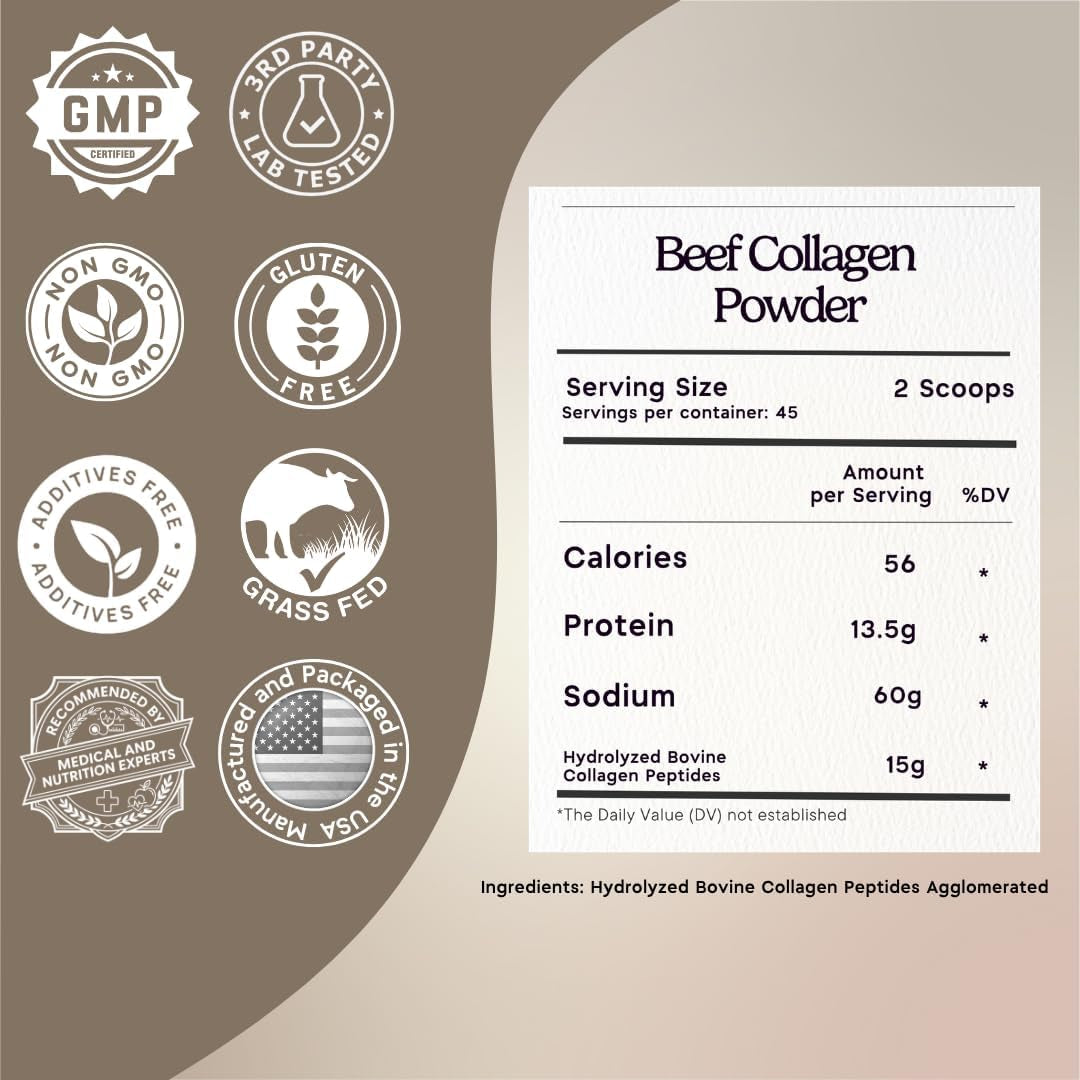 Zen Principle Grass-Fed Agglomerated Hydrolyzed Collagen Peptides 1.5 Lb. Anti-Aging Protein for Healthy Hair, Skin & Joints. Paleo Friendly, GMO and Gluten Free, Pasture-Raised Bovine.