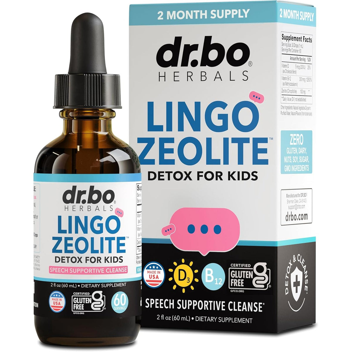 Zeolite Detox for Kids Lingo Drops - Natural Lingo Zeolite Drops for Kids Methylated B12 & D3 Advanced Clinoptilolite - Pure Extra Clinoptilolite Leap Liquid Detox Body Cleanse Supplement Ages 3+, 2Oz