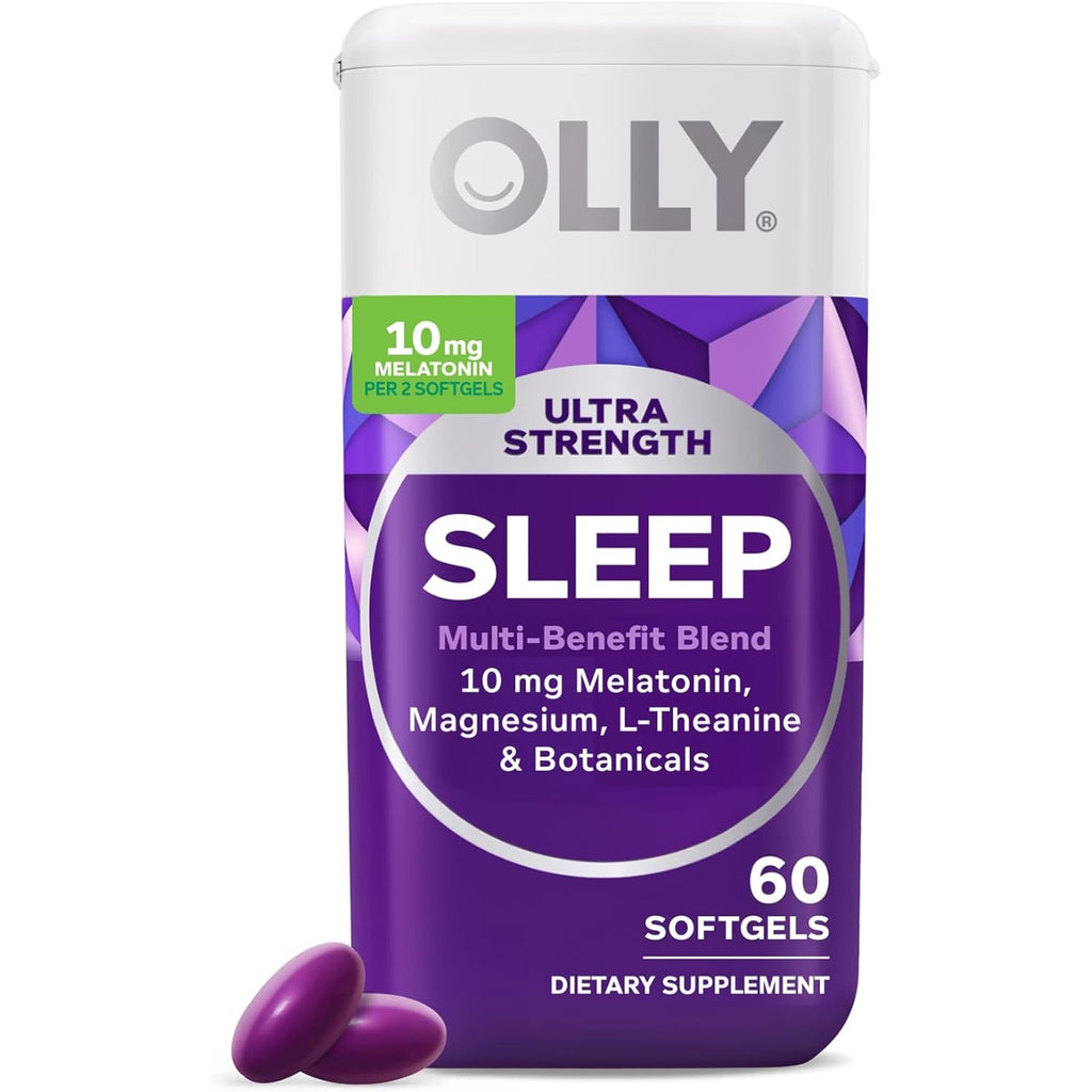 OLLY Ultra Strength Sleep Softgels, 10Mg Melatonin, L-Theanine, Chamomile, Magnesium, Lemon Balm, Supports Deep Restful Sleep, Nighttime Sleep Aid, Non Habit-Forming - 60 Count