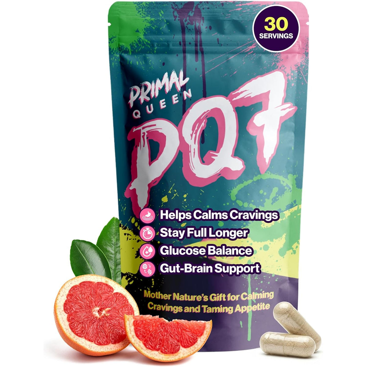 Primal Queen PQ7 Appetite Control Supplement for Women – Supports Cravings, Hunger & Fullness Signals – Stimulant-Free Formula with Clinically Studied Ingredients – 60 Capsules